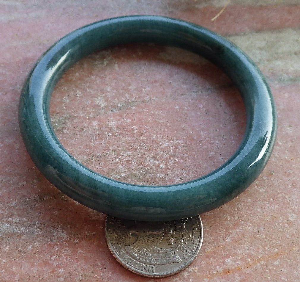 Certified Hand Carved Green Natural Myanmar Burma A JADE Circle Jadeite Bangle Bracelet 54mm