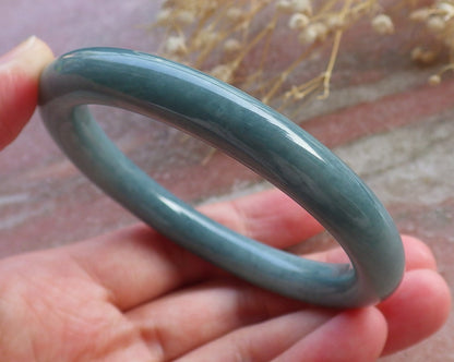 Certified Hand Carved Green Natural Myanmar Burma Grade A JADE Jadeite Circle Bangle Bracelet 57mm