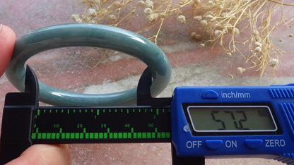 Certified Hand Carved Green Natural Myanmar Burma Grade A JADE Jadeite Circle Bangle Bracelet 57mm