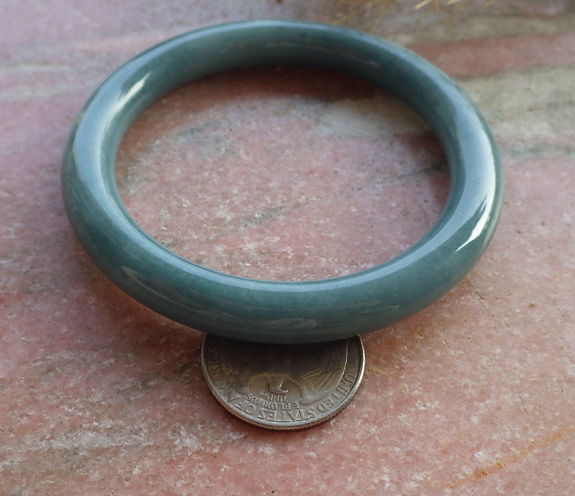 Certified Hand Carved Green Natural Myanmar Burma Grade A JADE Jadeite Circle Bangle Bracelet 57mm