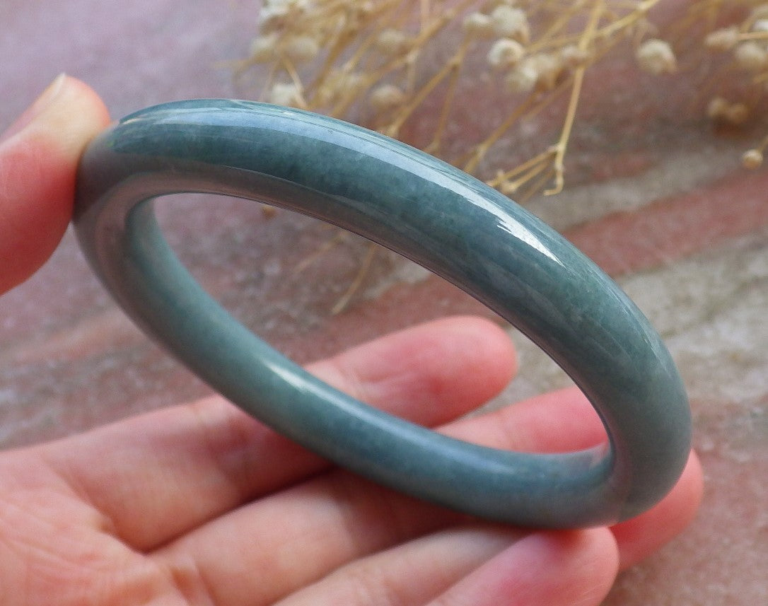 Certified Hand Carved Green Natural Myanmar Burma A JADE Circle Jadeite Bracelet Bangle 54mm