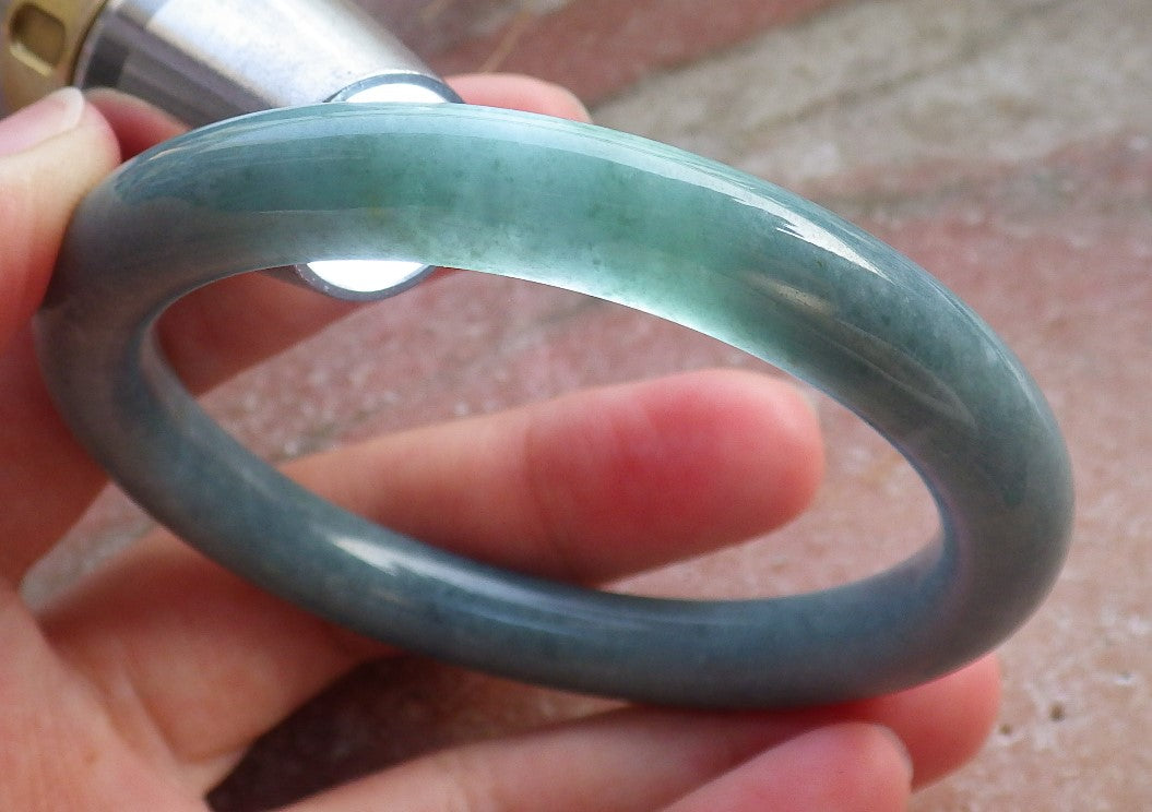 Certified Hand Carved Green Natural Myanmar Burma A JADE Circle Jadeite Bracelet Bangle 54mm