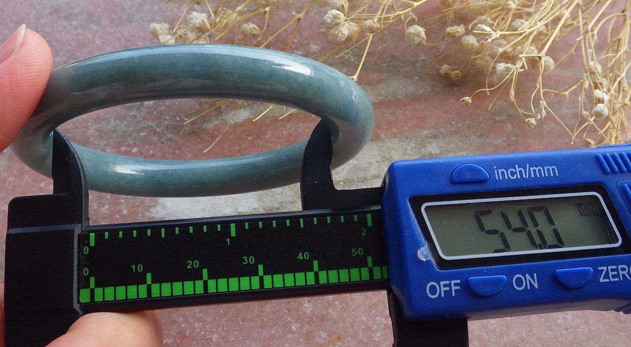 Certified Hand Carved Green Natural Myanmar Burma A JADE Circle Jadeite Bracelet Bangle 54mm