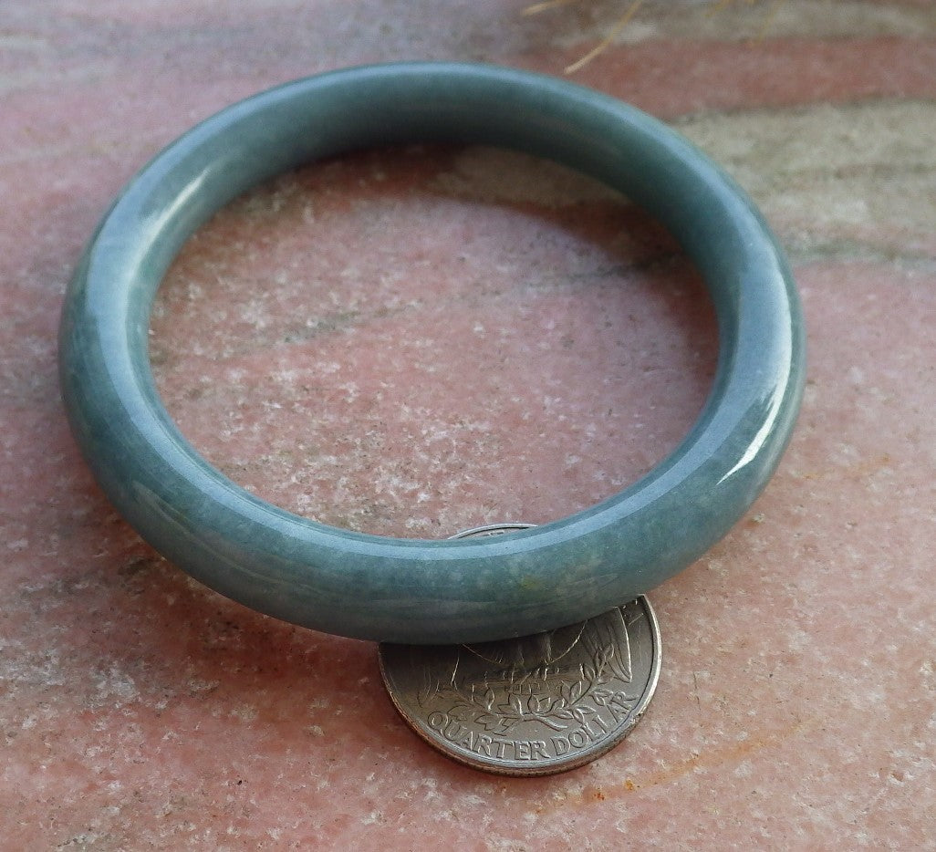 Certified Hand Carved Green Natural Myanmar Burma A JADE Circle Jadeite Bracelet Bangle 54mm