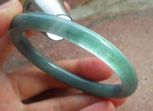 Certified Hand Carved Green Natural Myanmar Burma A JADE Circle Jadeite Bracelet Bangle 54mm