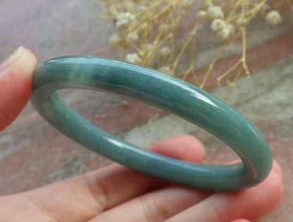 Certified Hand Carved Green Natural Myanmar Burma A JADE Circle Jadeite Bracelet Bangle 54mm