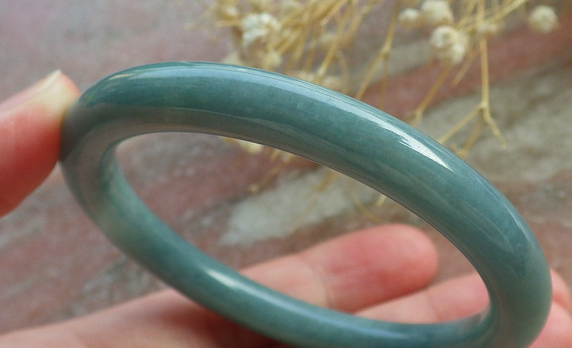 Certified Hand Carved Green Natural Myanmar Burma A JADE Circle Jadeite Bracelet Bangle 54mm