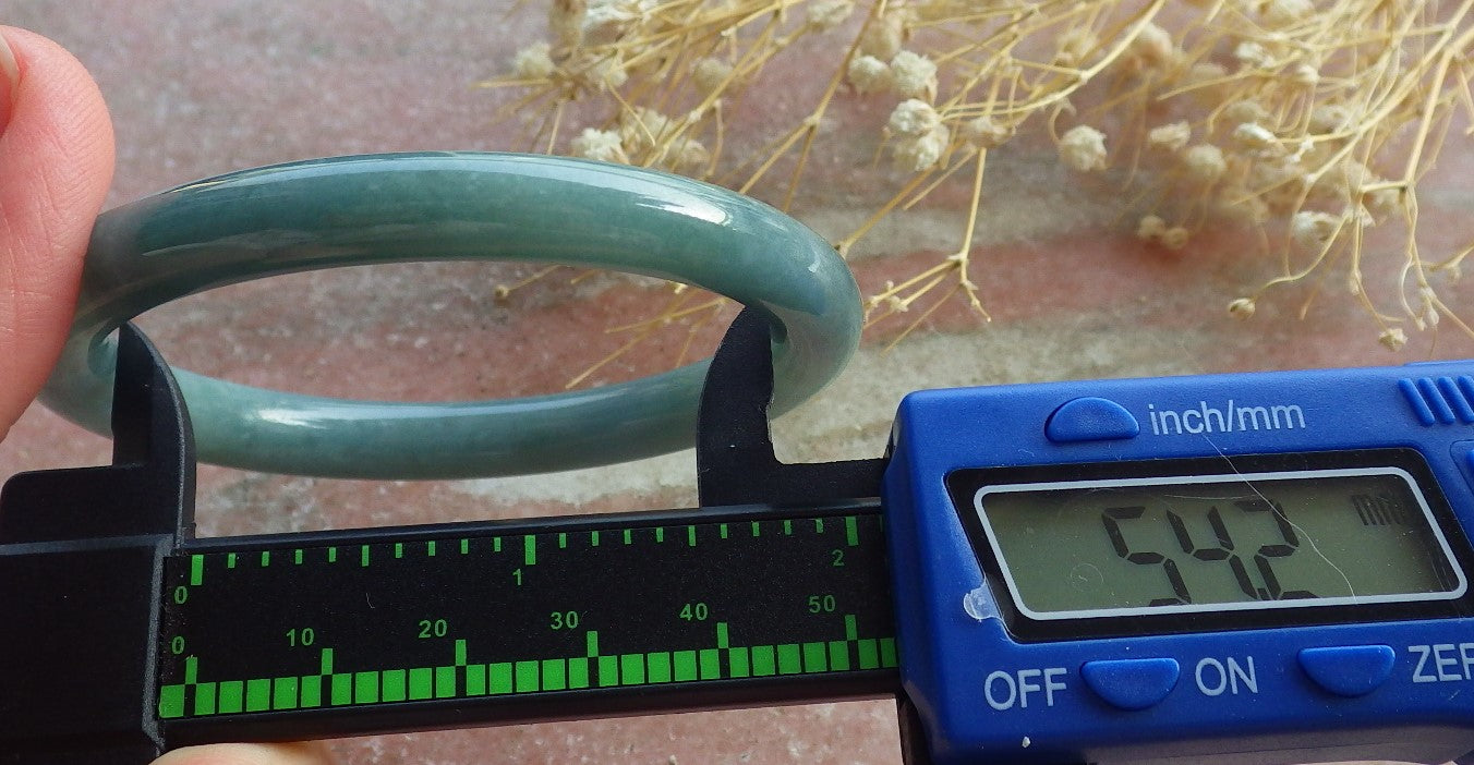 Certified Hand Carved Green Natural Myanmar Burma A JADE Circle Jadeite Bangle Bracelet 54mm