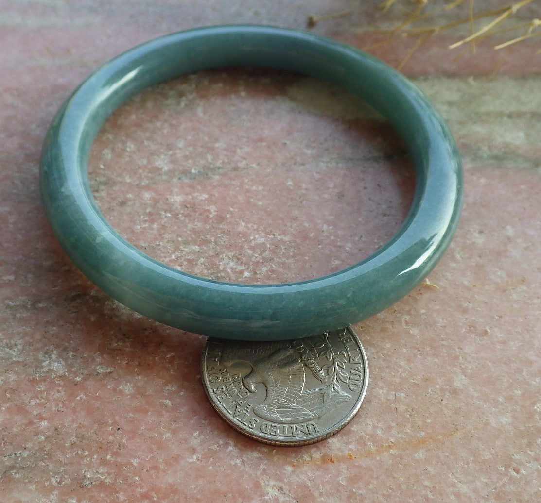 Certified Hand Carved Green Natural Myanmar Burma A JADE Circle Jadeite Bangle Bracelet 54mm