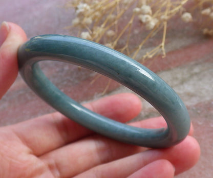 Certified Hand Carved Green Natural Myanmar Burma A JADE Circle Jadeite Bracelet Bangle 55mm