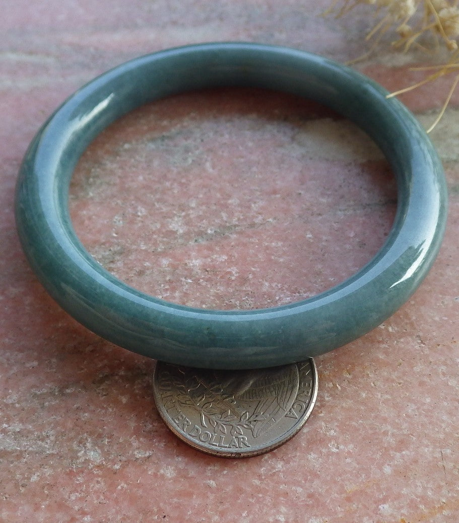 Certified Hand Carved Green Natural Myanmar Burma A JADE Circle Jadeite Bracelet Bangle 55mm