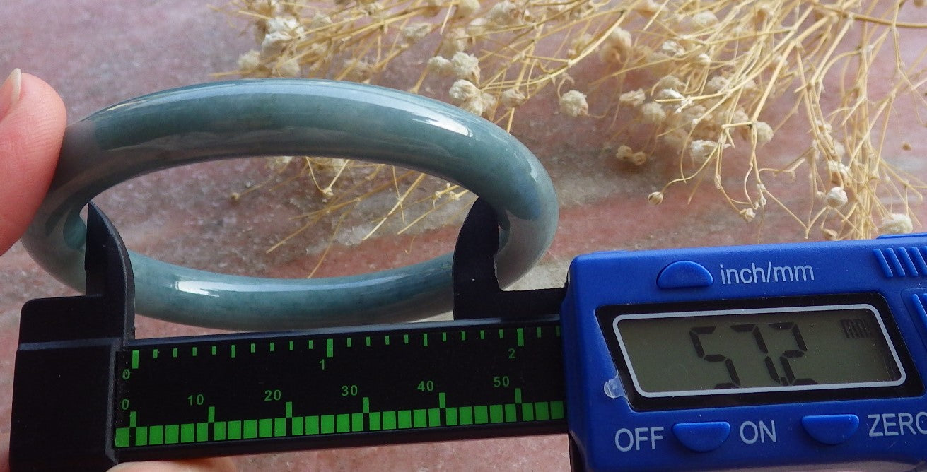 Certified Hand Carved Green Natural Myanmar Burma Grade A JADE Jadeite Circle Bangle Bracelet 57mm