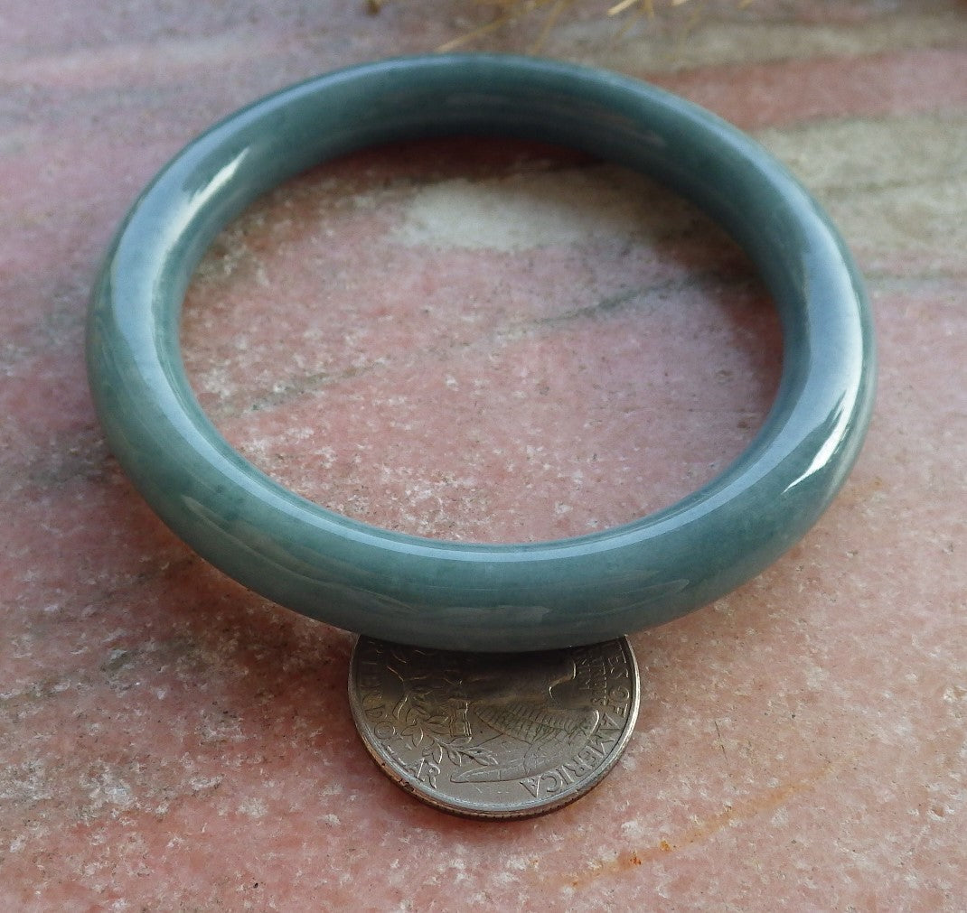 Certified Hand Carved Green Natural Myanmar Burma Grade A JADE Jadeite Circle Bangle Bracelet 57mm