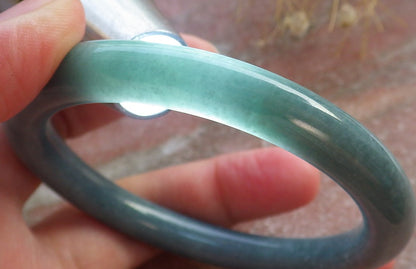 Certified Hand Carved Green Natural Myanmar Burma Grade A JADE Jadeite Circle Bangle Bracelet 57mm