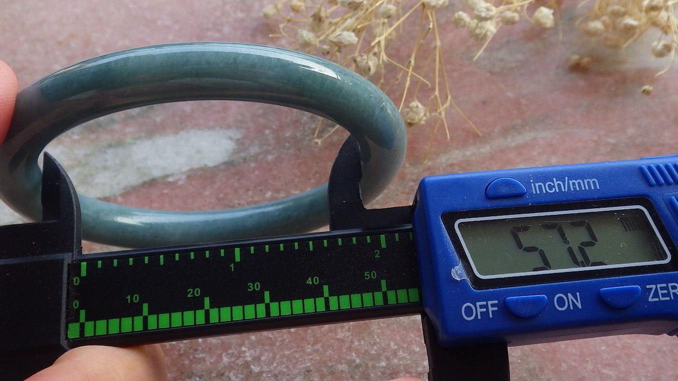 Certified Hand Carved Green Natural Myanmar Burma Grade A JADE Jadeite Circle Bangle Bracelet 57mm