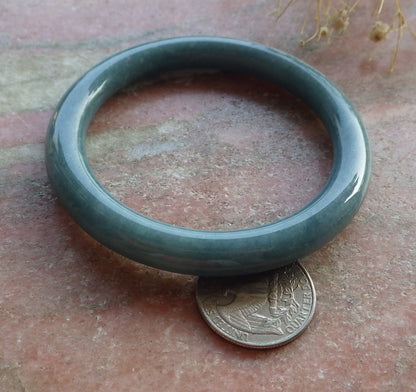 Certified Hand Carved Green Natural Myanmar Burma Grade A JADE Jadeite Circle Bangle Bracelet 57mm
