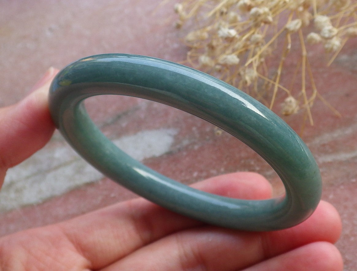 Certified Hand Carved Green Natural Myanmar Burma A JADE Circle Jadeite Bracelet Bangle 54mm