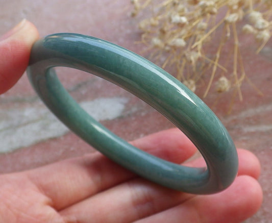 Certified Hand Carved Green Natural Myanmar Burma A JADE Circle Jadeite Bracelet Bangle 54mm