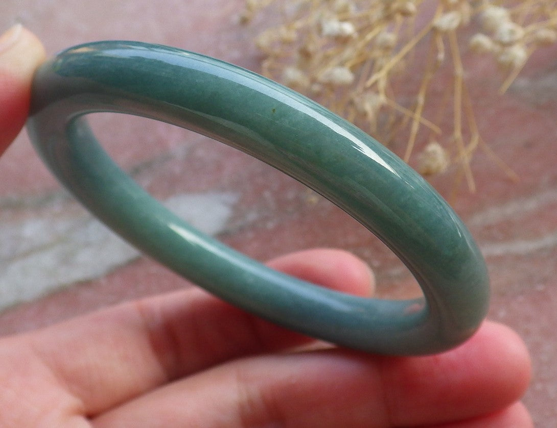 Certified Hand Carved Green Natural Myanmar Burma A JADE Circle Jadeite Bracelet Bangle 54mm