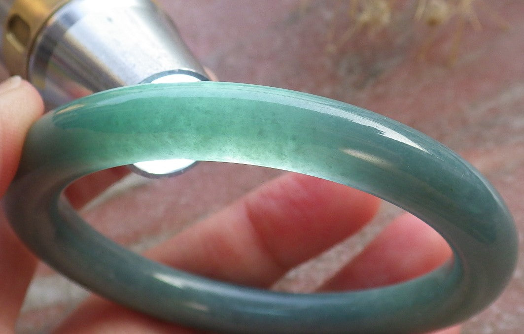 Certified Hand Carved Green Natural Myanmar Burma A JADE Circle Jadeite Bracelet Bangle 54mm