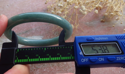 Certified Hand Carved Green Natural Myanmar Burma A JADE Circle Jadeite Bracelet Bangle 54mm