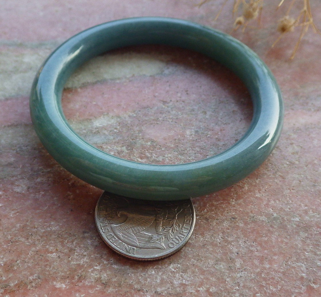 Certified Hand Carved Green Natural Myanmar Burma A JADE Circle Jadeite Bracelet Bangle 54mm