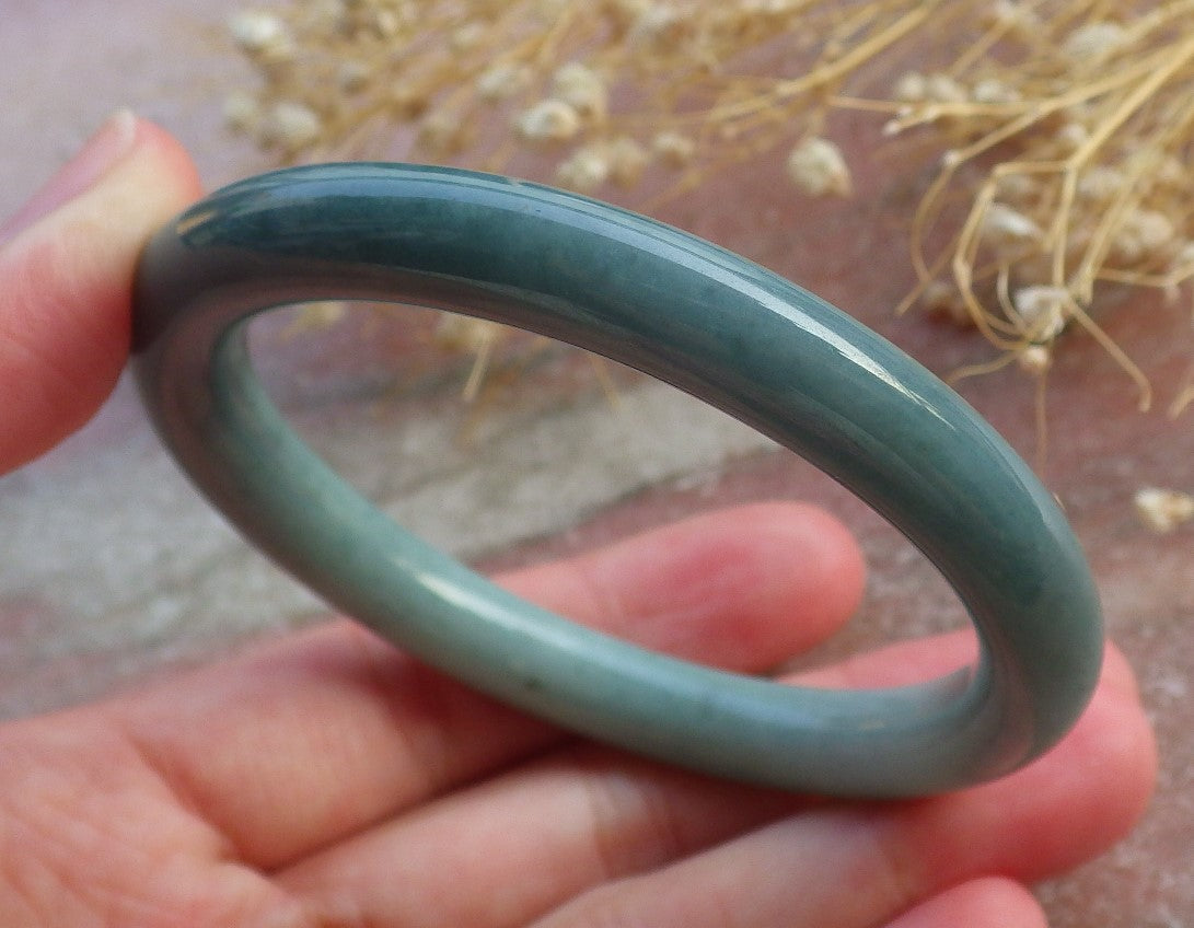Certified Hand Carved Green Natural Myanmar Burma A JADE Circle Jadeite Bracelet Bangle 54mm