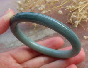 Certified Hand Carved Green Natural Myanmar Burma A JADE Circle Jadeite Bracelet Bangle 54mm