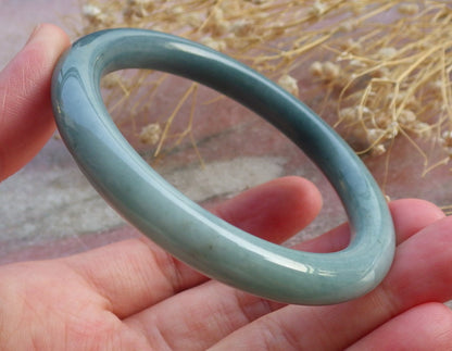 Certified Hand Carved Green Natural Myanmar Burma A JADE Circle Jadeite Bracelet Bangle 54mm