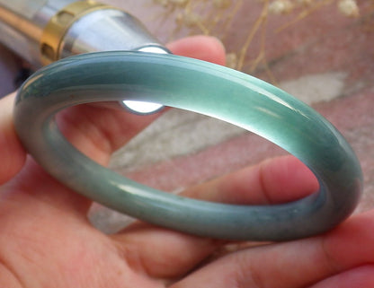 Certified Hand Carved Green Natural Myanmar Burma A JADE Circle Jadeite Bracelet Bangle 54mm
