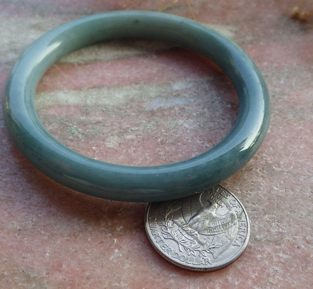 Certified Hand Carved Green Natural Myanmar Burma A JADE Circle Jadeite Bracelet Bangle 54mm