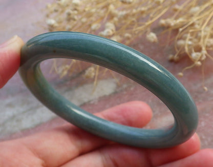 Certified Hand Carved Green Natural Myanmar Burma A JADE Circle Jadeite Bracelet Bangle 54mm