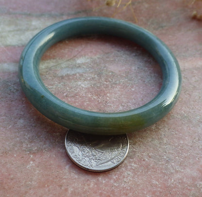 Certified Hand Carved Green Natural Myanmar Burma A JADE Circle Jadeite Bracelet Bangle 54mm