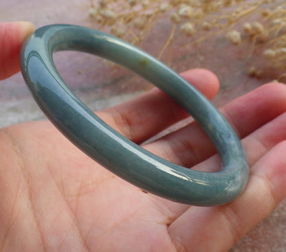 Certified Hand Carved Green 100% Natural Myanmar Burma Grade A JADE Jadeite Circle Bangle Bracelet 57mm