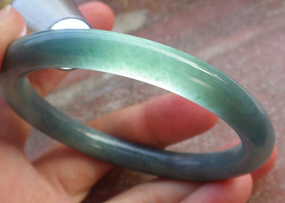 Certified Hand Carved Green 100% Natural Myanmar Burma Grade A JADE Jadeite Circle Bangle Bracelet 57mm