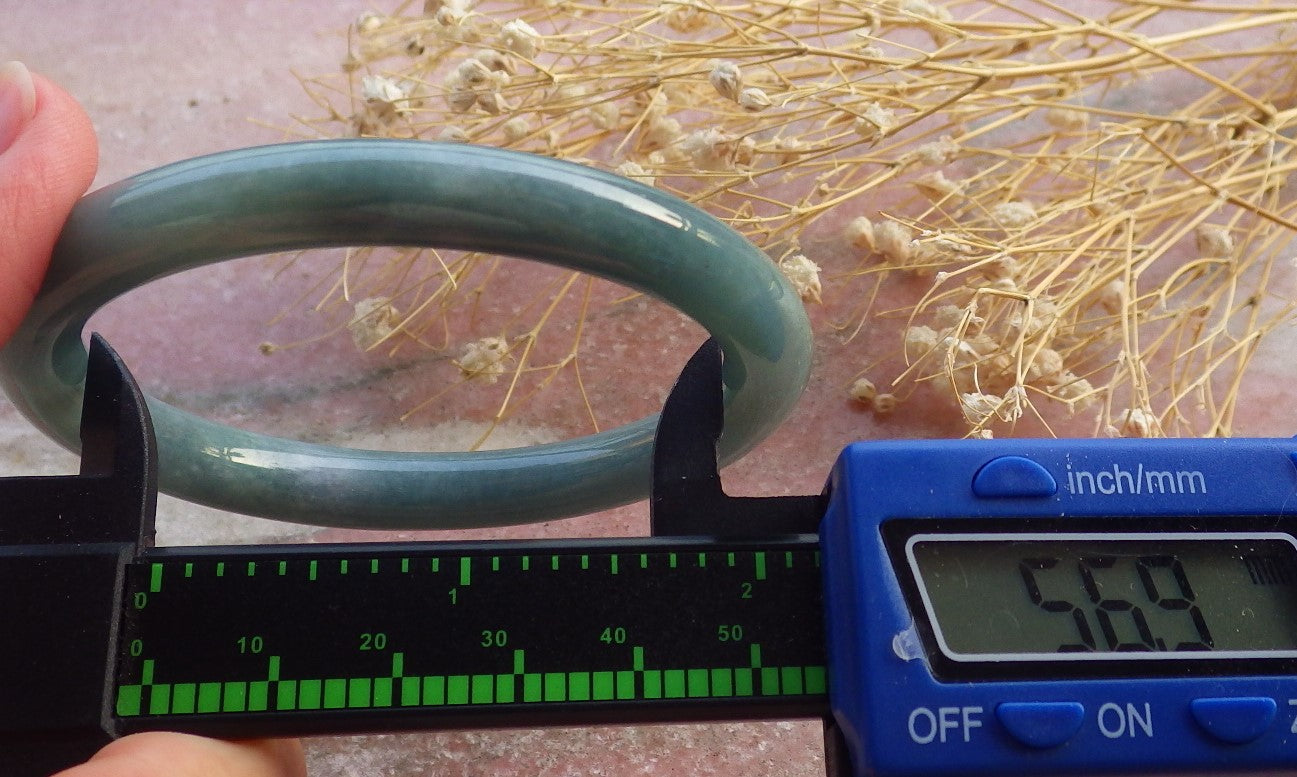 Certified Hand Carved Green 100% Natural Myanmar Burma Grade A JADE Jadeite Circle Bangle Bracelet 57mm