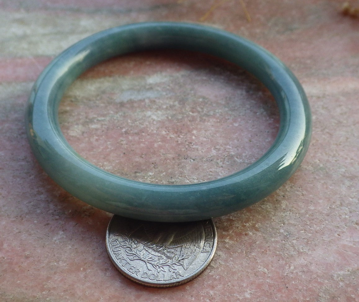 Certified Hand Carved Green 100% Natural Myanmar Burma Grade A JADE Jadeite Circle Bangle Bracelet 57mm