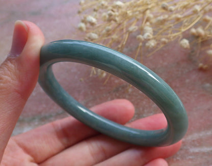 Certified Hand Carved Green 100% Natural Myanmar Burma A JADE Circle Jadeite Bracelet Bangle 54mm