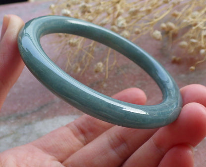 Certified Hand Carved Green 100% Natural Myanmar Burma A JADE Circle Jadeite Bracelet Bangle 54mm