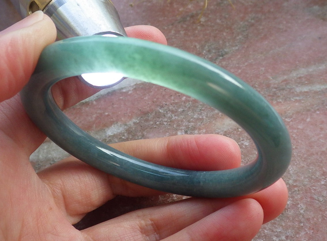 Certified Hand Carved Green 100% Natural Myanmar Burma A JADE Circle Jadeite Bracelet Bangle 54mm