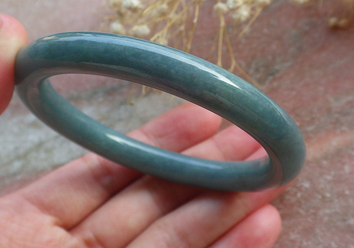 Certified Hand Carved Green 100% Natural Myanmar Burma A JADE Circle Jadeite Bracelet Bangle 54mm