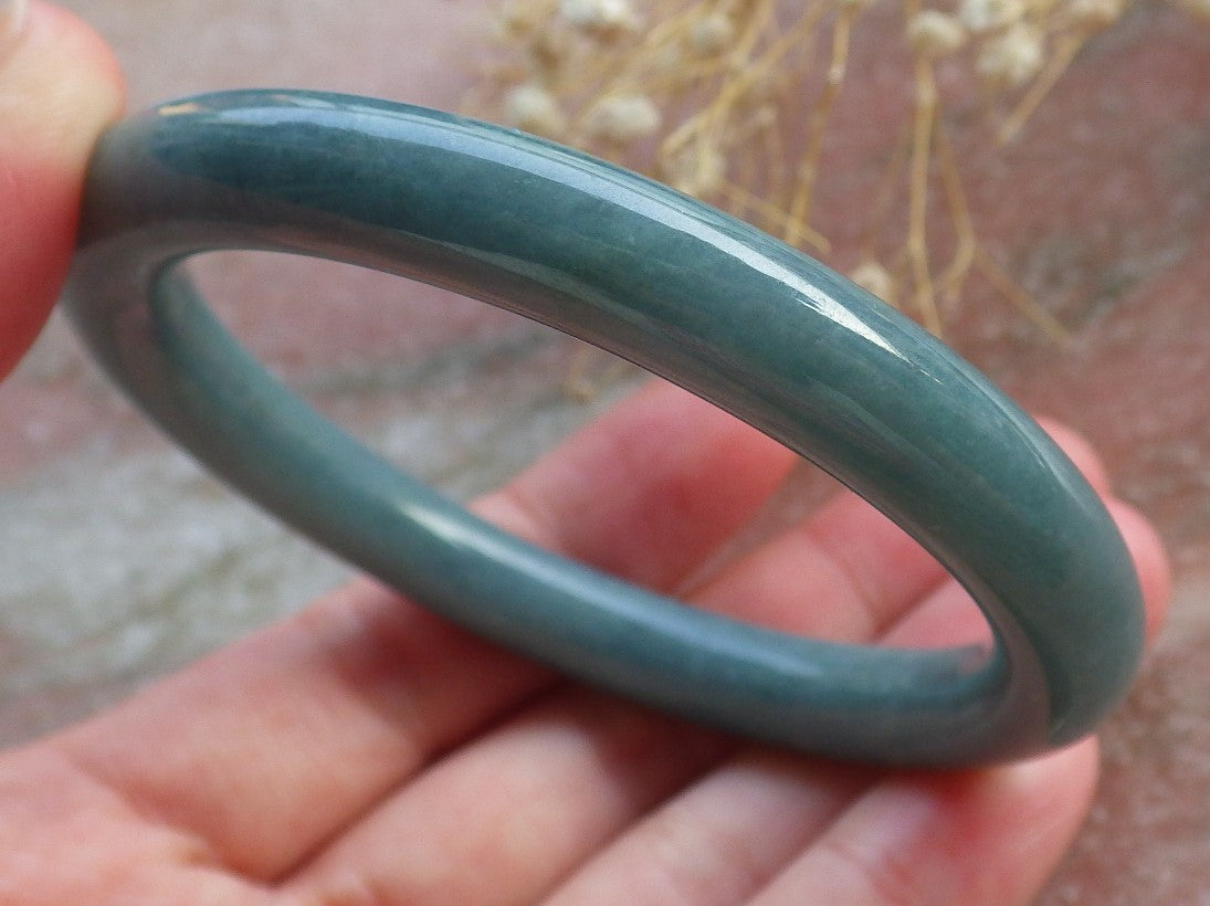 Certified Hand Carved Green 100% Natural Myanmar Burma A JADE Circle Jadeite Bracelet Bangle 54mm