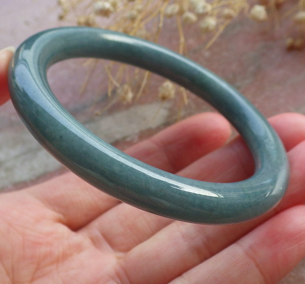Certified Hand Carved Green 100% Natural Myanmar Burma A JADE Circle Jadeite Bracelet Bangle 54mm