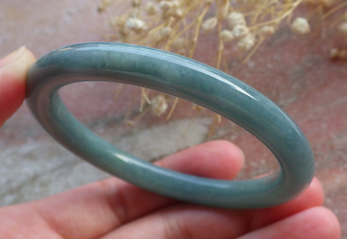 Certified Hand Carved Green 100% Natural Myanmar Burma A JADE Circle Jadeite Bracelet Bangle 54mm