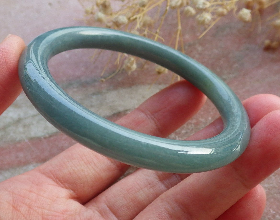 Certified Hand Carved Green 100% Natural Myanmar Burma A JADE Circle Jadeite Bracelet Bangle 54mm