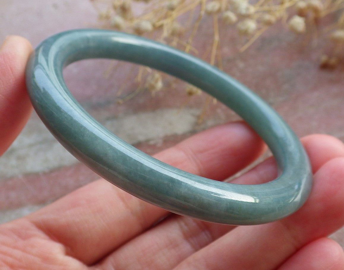 Certified Hand Carved Green 100% Natural Myanmar Burma A JADE Circle Jadeite Bracelet Bangle 54mm