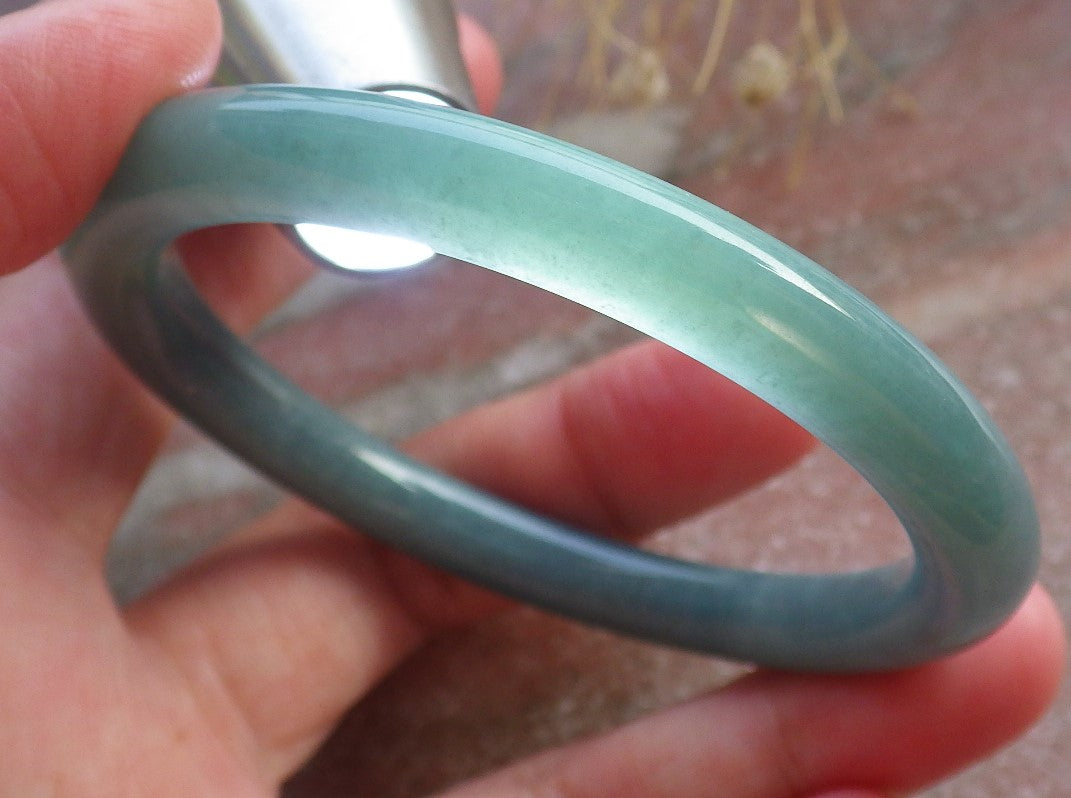 Certified Hand Carved Green 100% Natural Myanmar Burma A JADE Circle Jadeite Bracelet Bangle 54mm