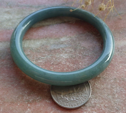 Certified Hand Carved Green 100% Natural Myanmar Burma A JADE Circle Jadeite Bracelet Bangle 54mm