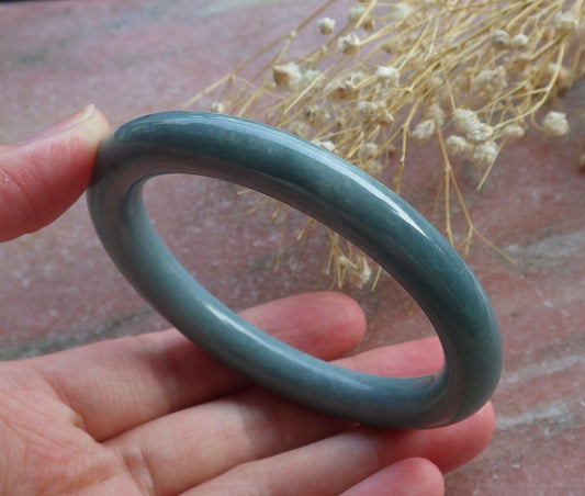 Certified Hand Carved Green 100% Natural Myanmar Burma A JADE Circle Jadeite Bracelet Bangle 54mm