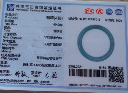 Certified Hand Carved Green 100% Natural Myanmar Burma A JADE Circle Jadeite Bracelet Bangle 54mm